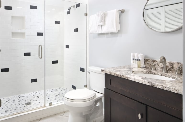 Windsor Court bathroom with a walk-in shower