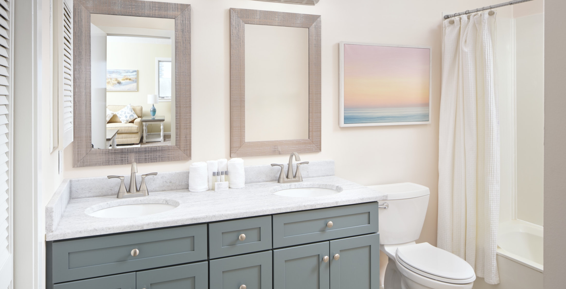 Windermere by the Sea guest double sink bathroom