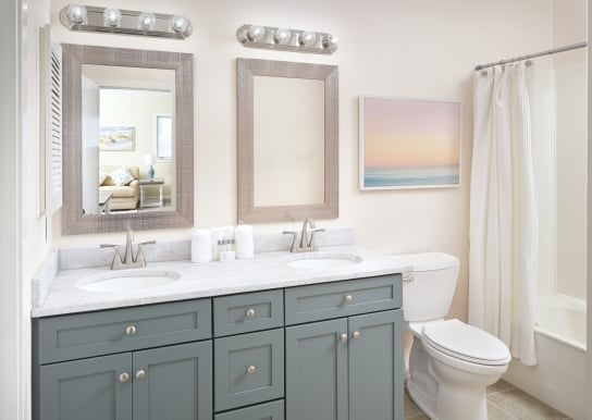 Windermere by the Sea guest double sink bathroom
