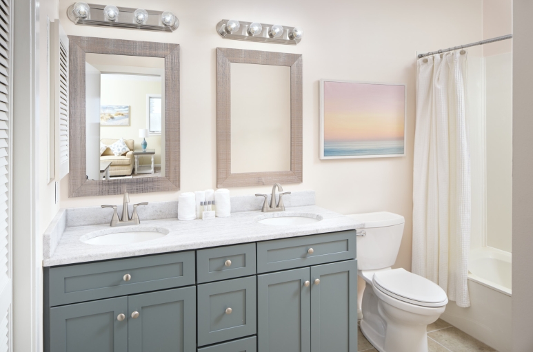 Windermere by the Sea guest double sink bathroom