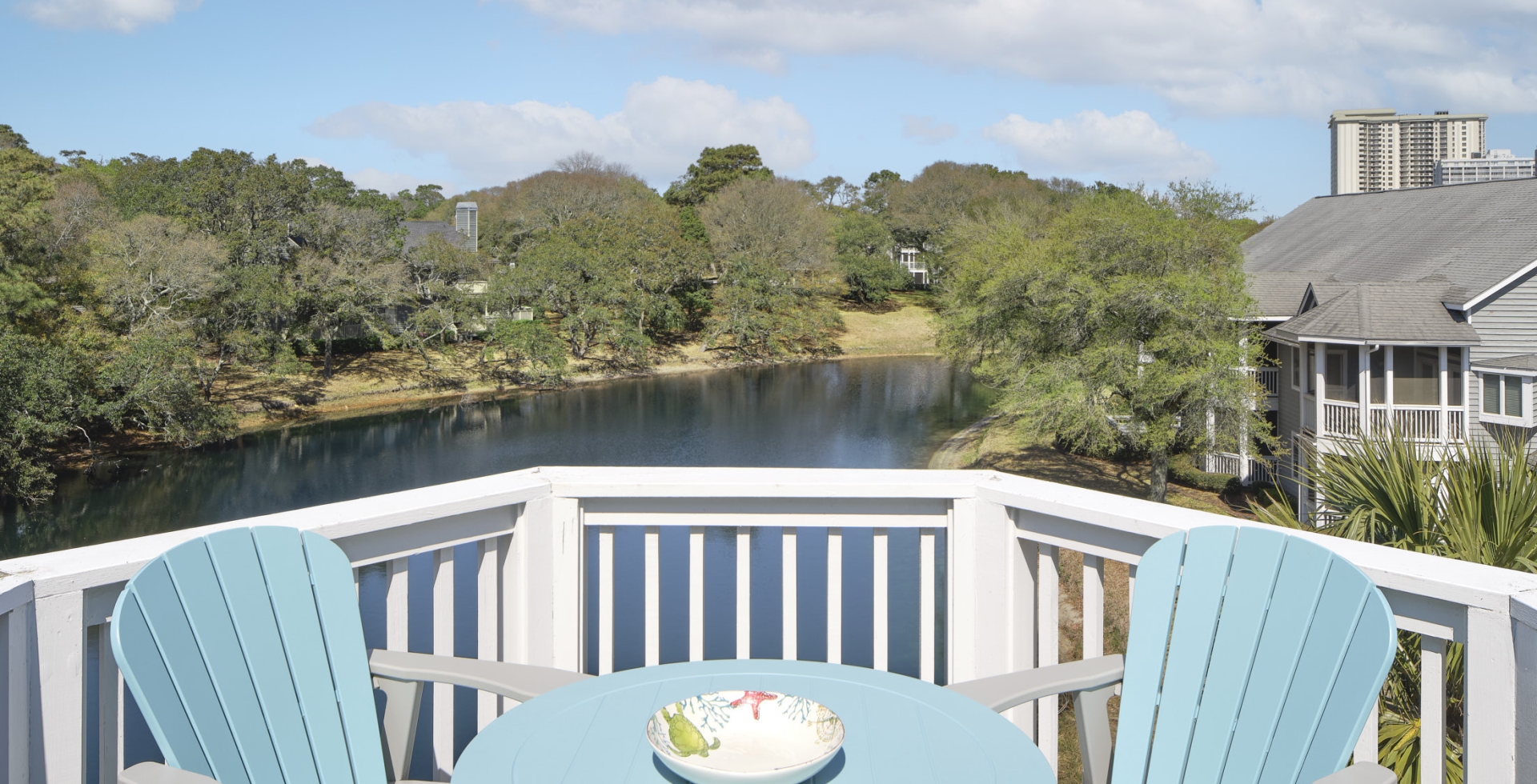 Balcony view of the pond from Windermere by the Sea