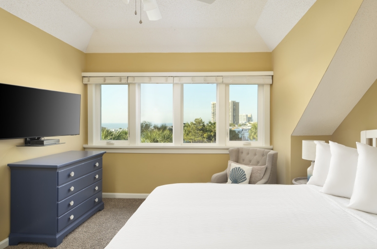 Windermere by the Sea master bedroom with an ocean view