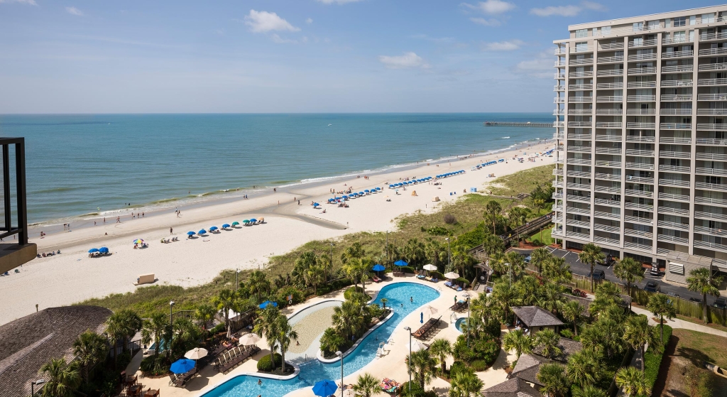 Pool views of Myrtle Beach from Hotel King Suite balcony