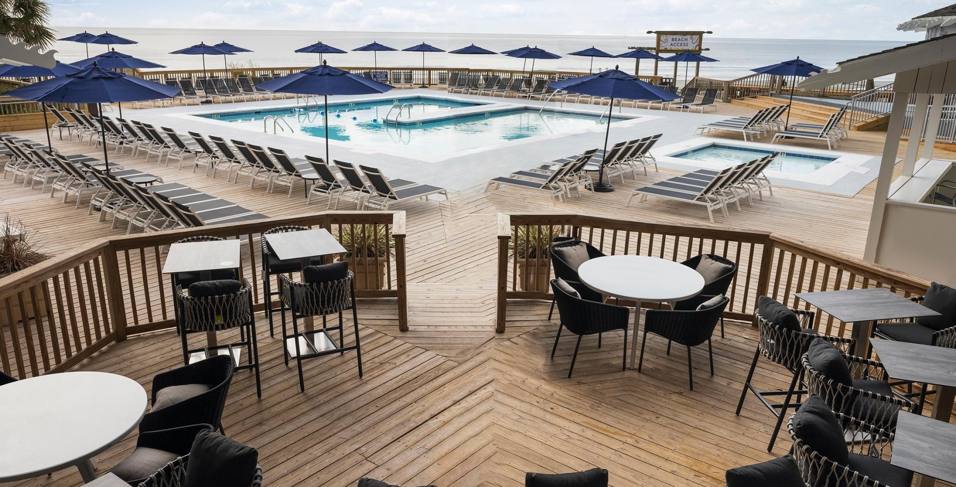 View of Beachcombers and the Hilton pool deck