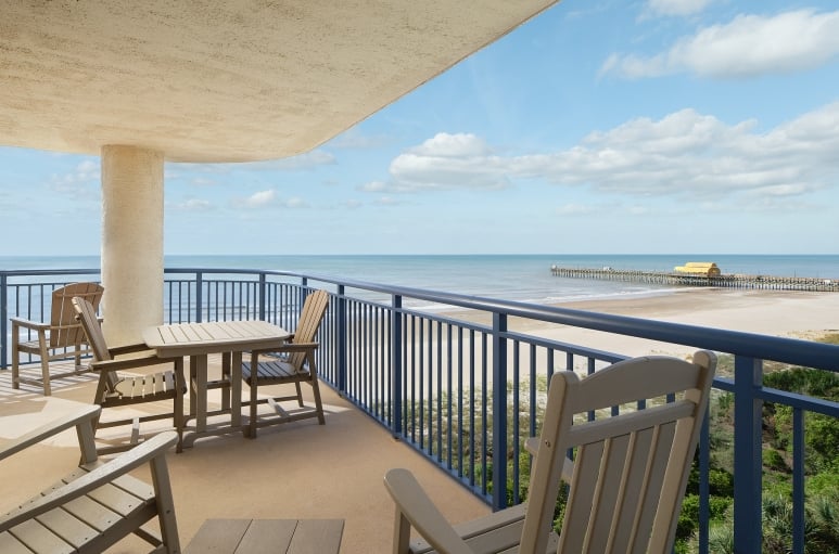 Brighton condo ocean view balcony with seating