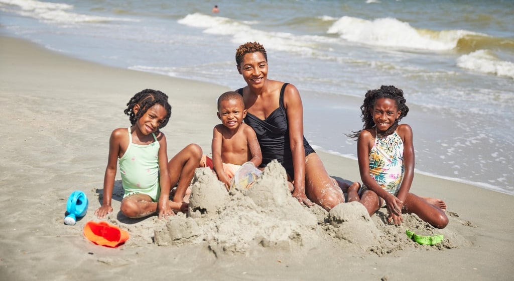 Family at beach