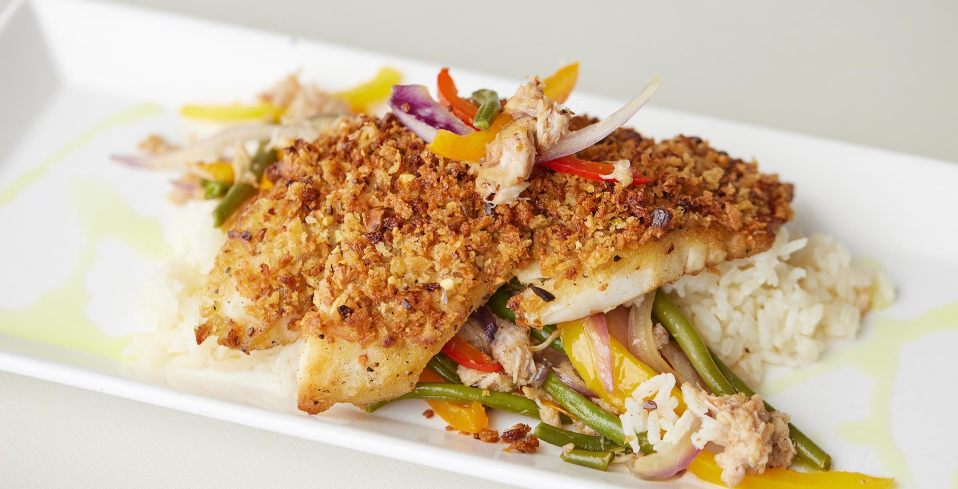 Dinner entree of seafood and rice at Kingston Resorts