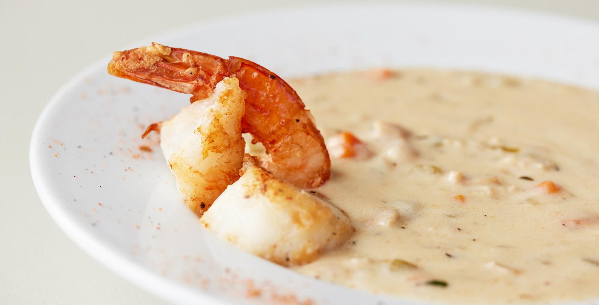 Bowl of seafood chowder