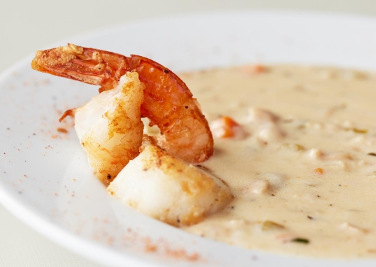 Bowl of seafood chowder