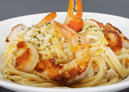 Bowl of seafood pasta
