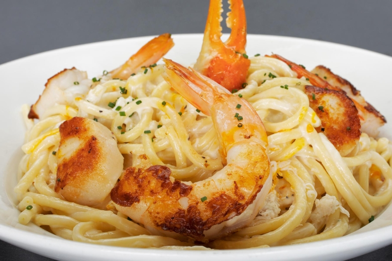 Bowl of seafood pasta
