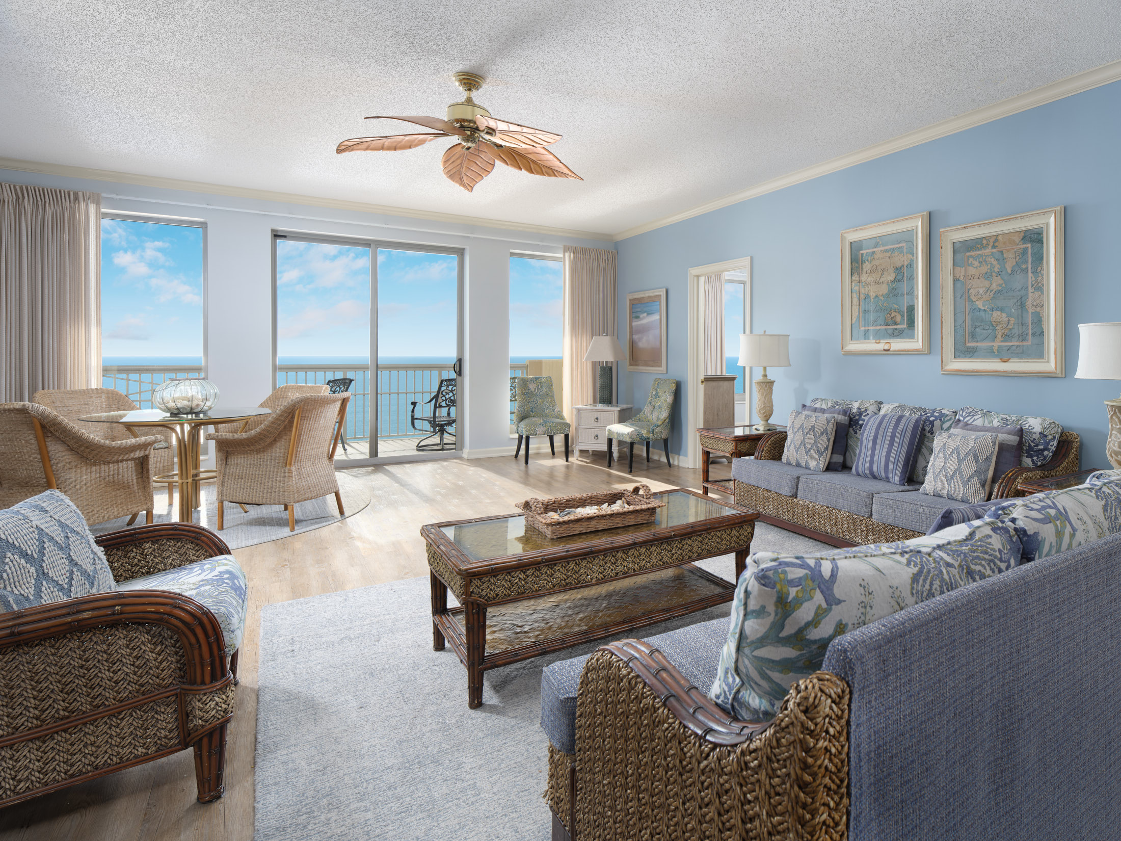 Margate tower living room with balcony access