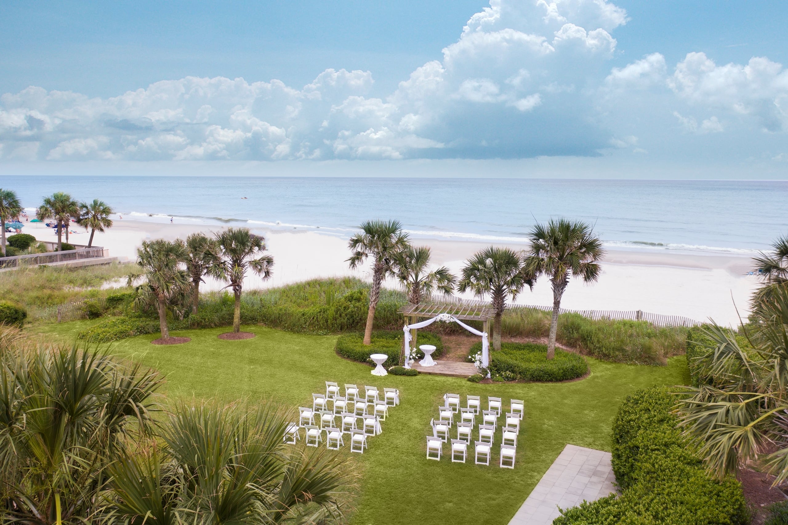 Hilton North Lawn set up for a wedding ceremony