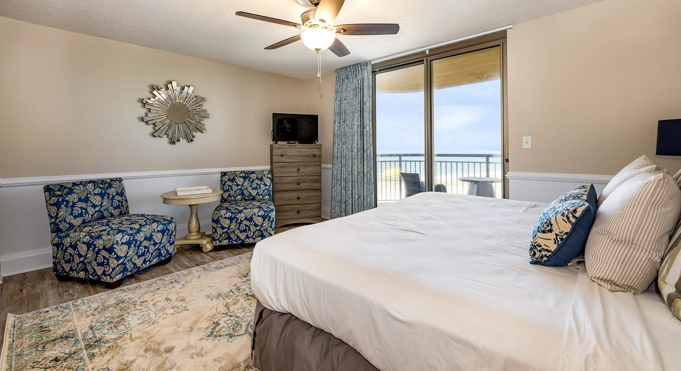 An ocean view two bedroom condo with balcony access in Myrtle Beach