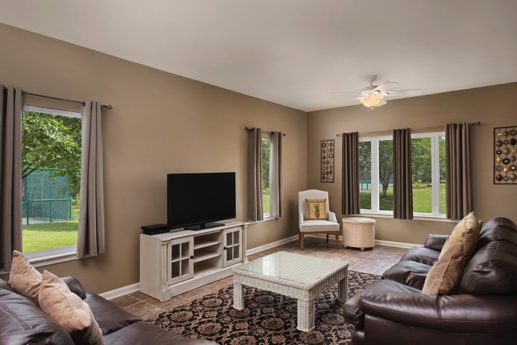 Villa living room at Kingston Resorts with space for a golf group
