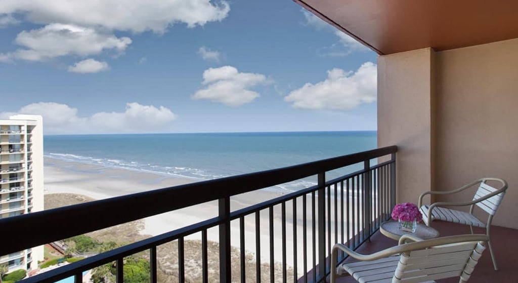 Hotel balcony with ocean views
