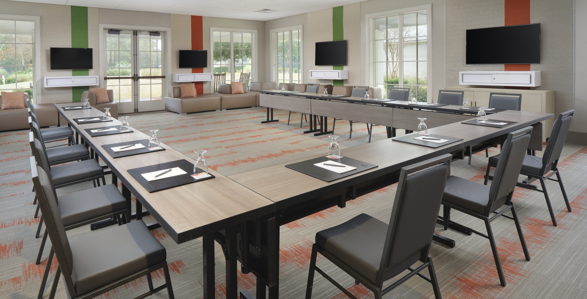 Anchorage room set up in a U Shape for a meeting