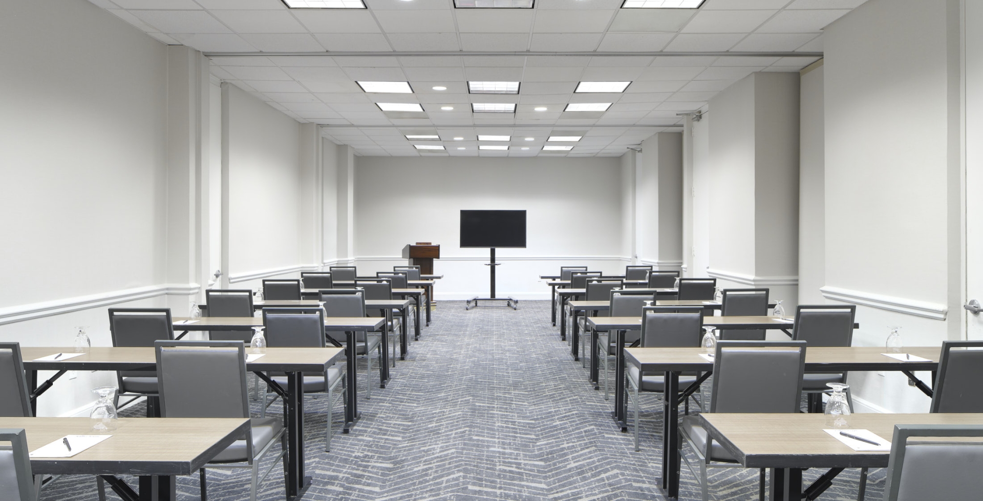 Arcadian set up for a meeting with a T.V