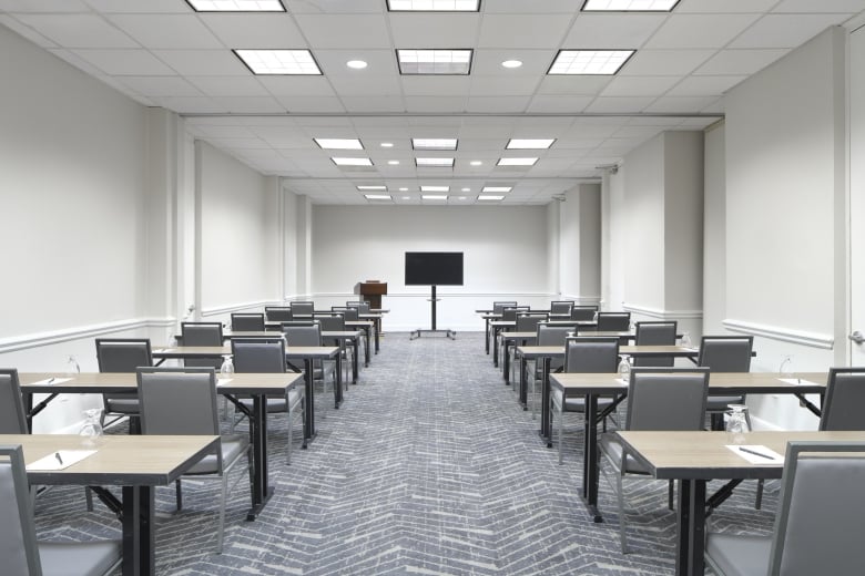 Arcadian set up for a meeting with a T.V