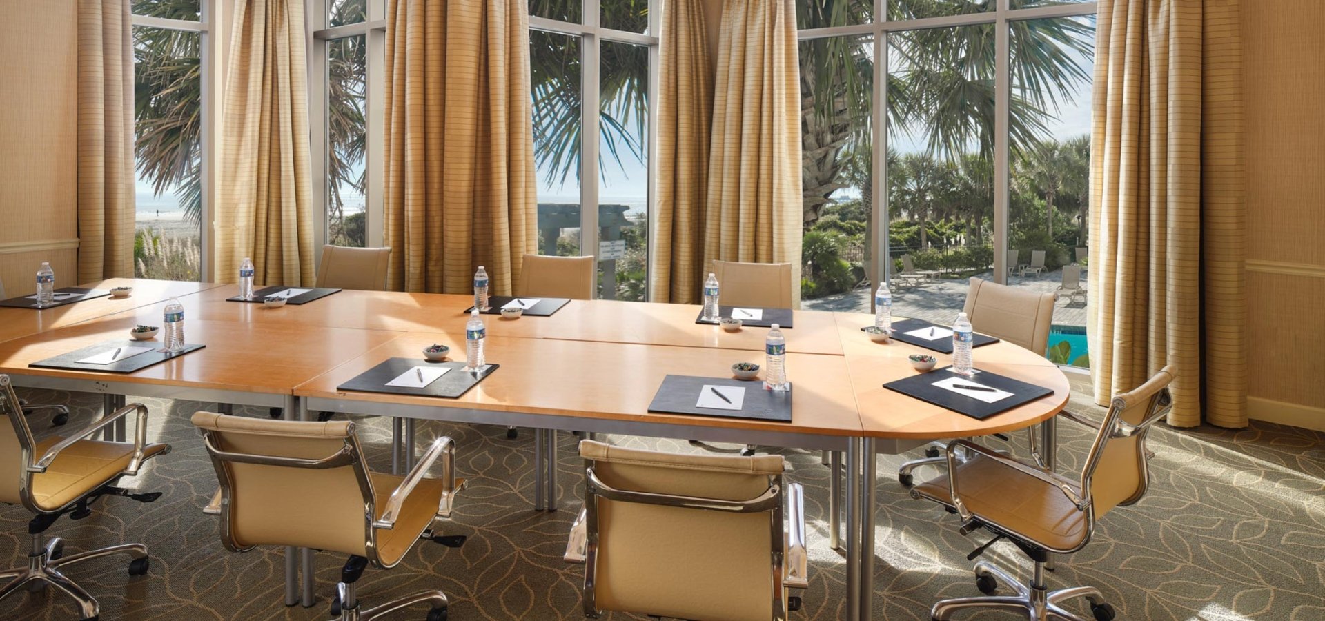 Dover Conference meeting set up with beach and pool views