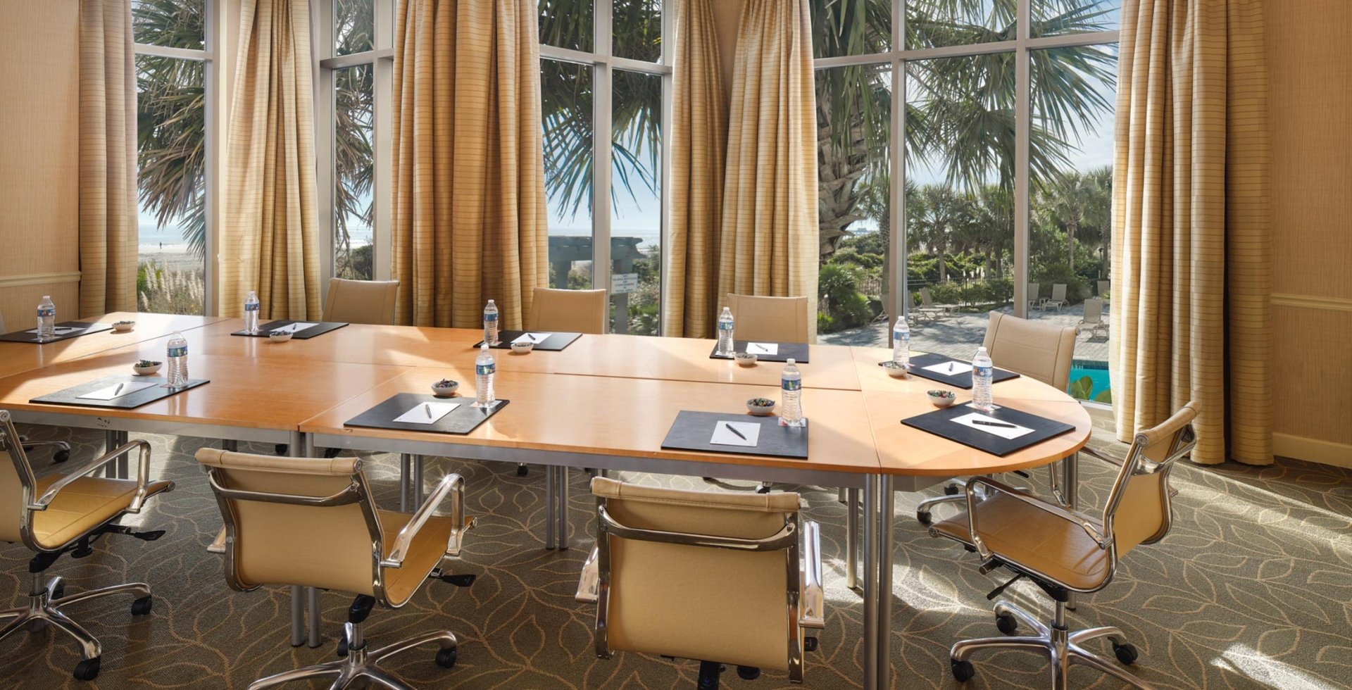Dover Conference meeting set up with beach and pool views