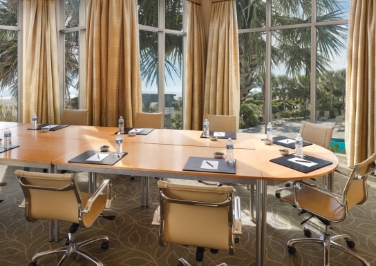 Dover Conference meeting set up with beach and pool views