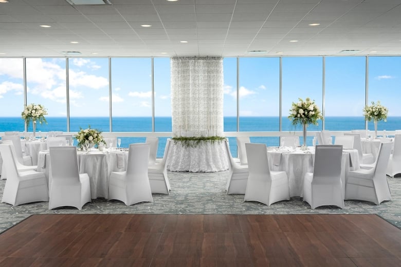 Dunes Ballroom wedding reception setup with dance floor