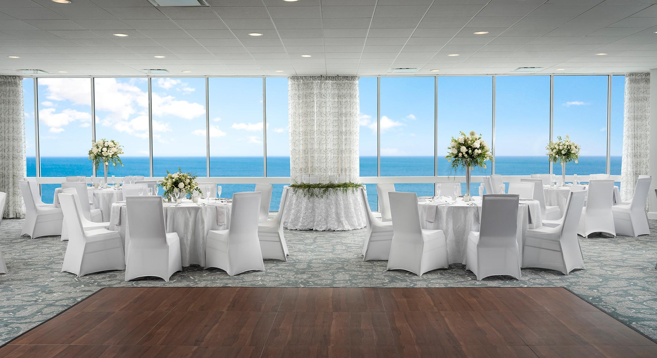 Dunes Ballroom wedding reception setup with dance floor