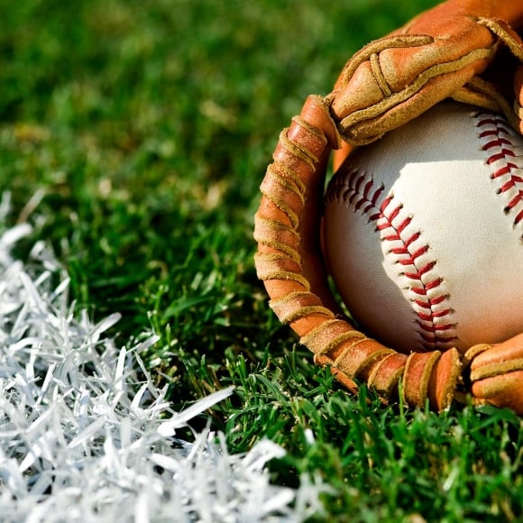 Baseball ball in a glove