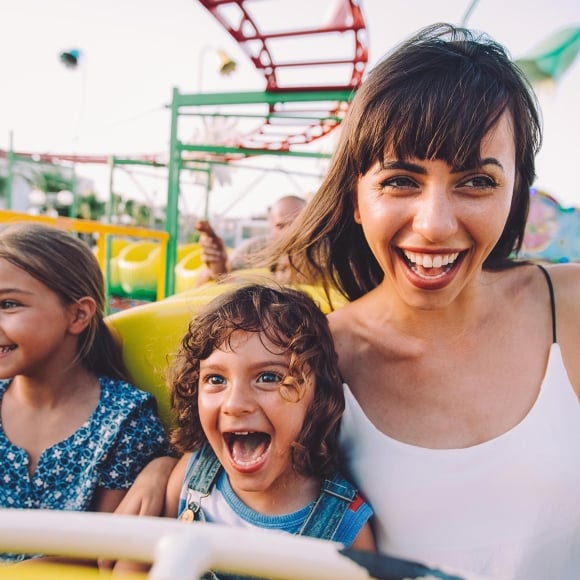 Family on a roller coaster