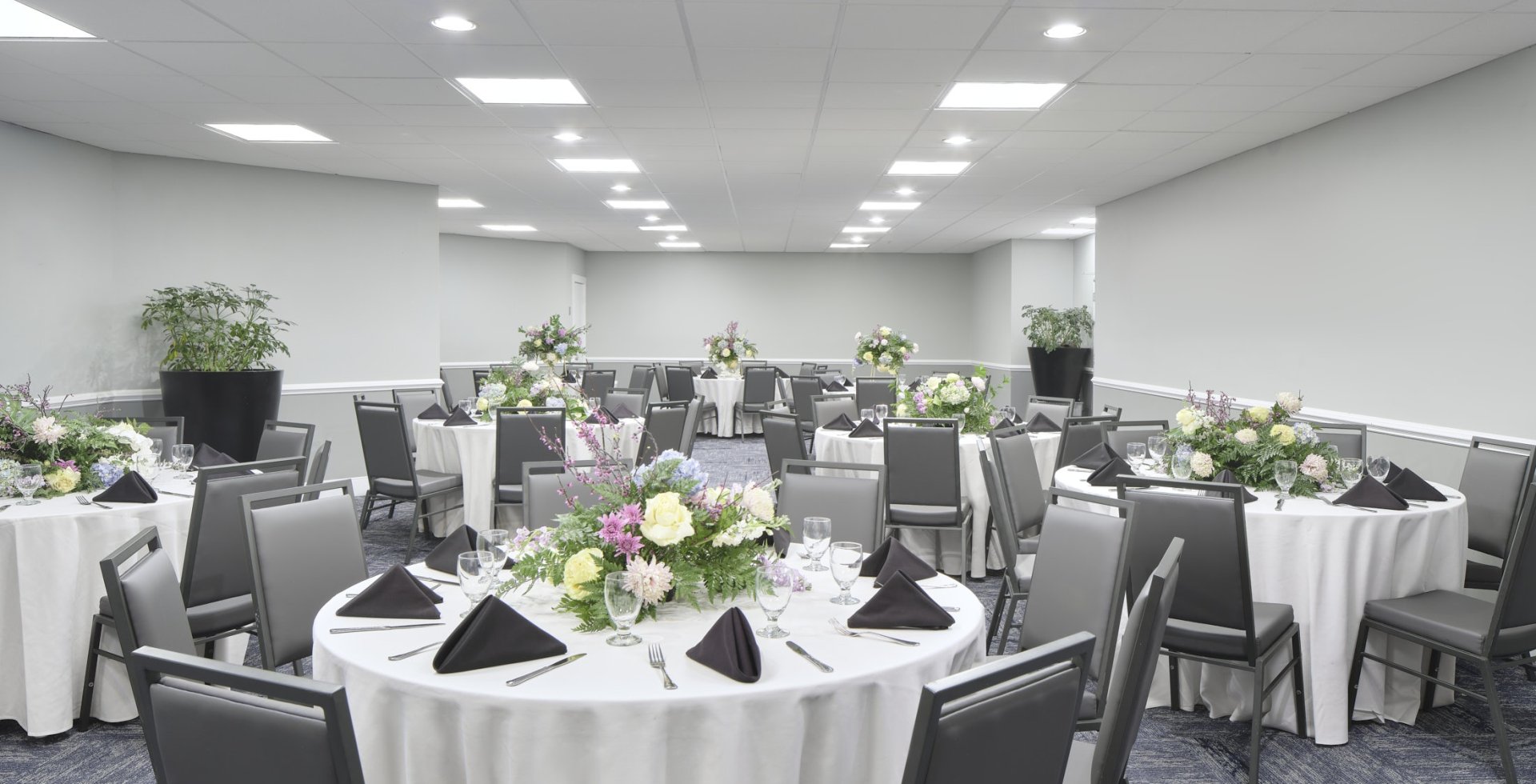 Mulligans set up in rounds for a wedding reception dinner