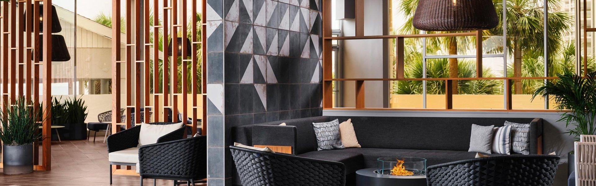 Firepit at Beachcombers located outside of Hilton