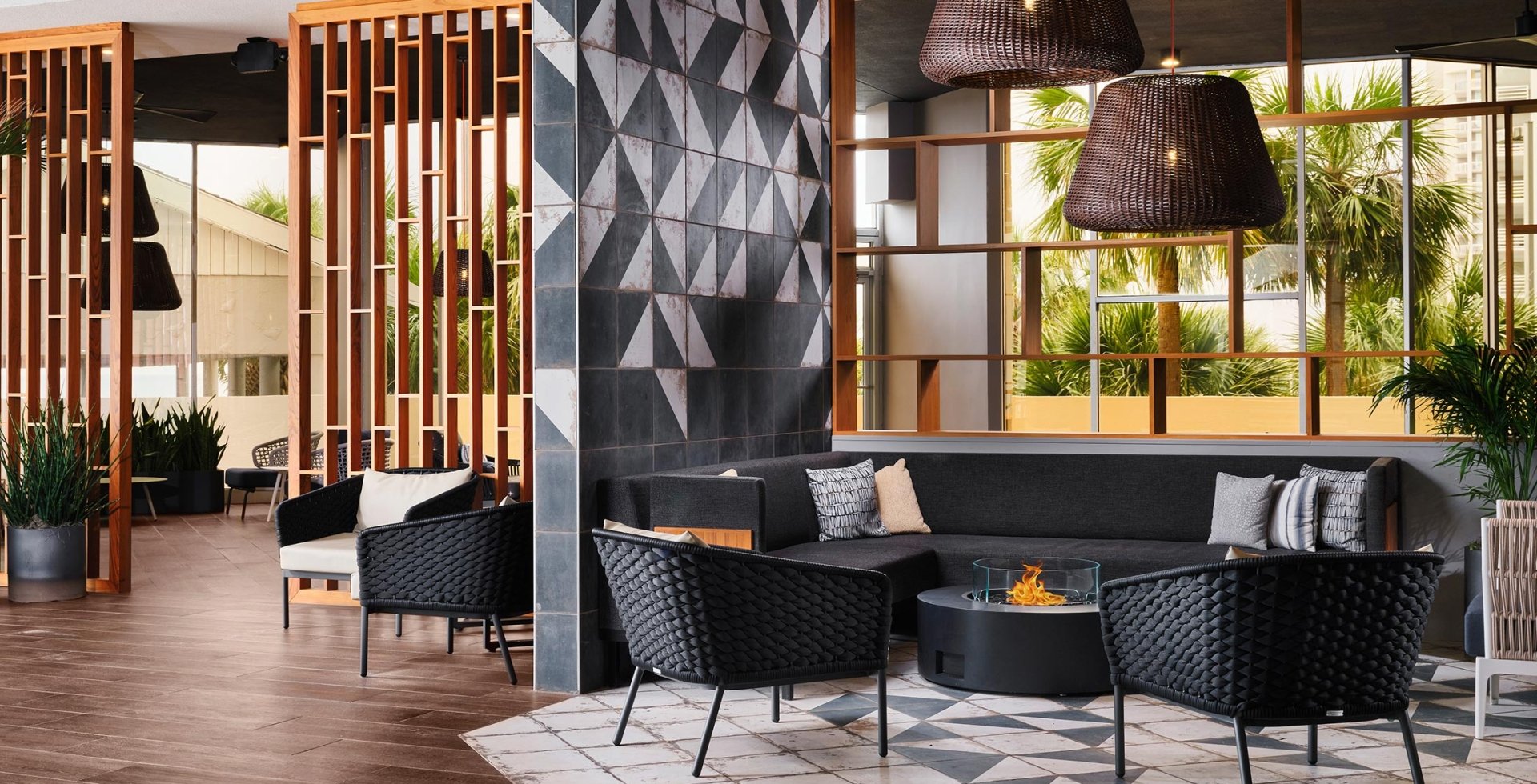 Firepit at Beachcombers located outside of Hilton