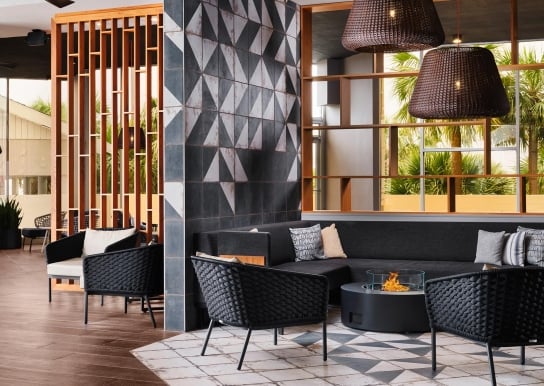 Firepit at Beachcombers located outside of Hilton