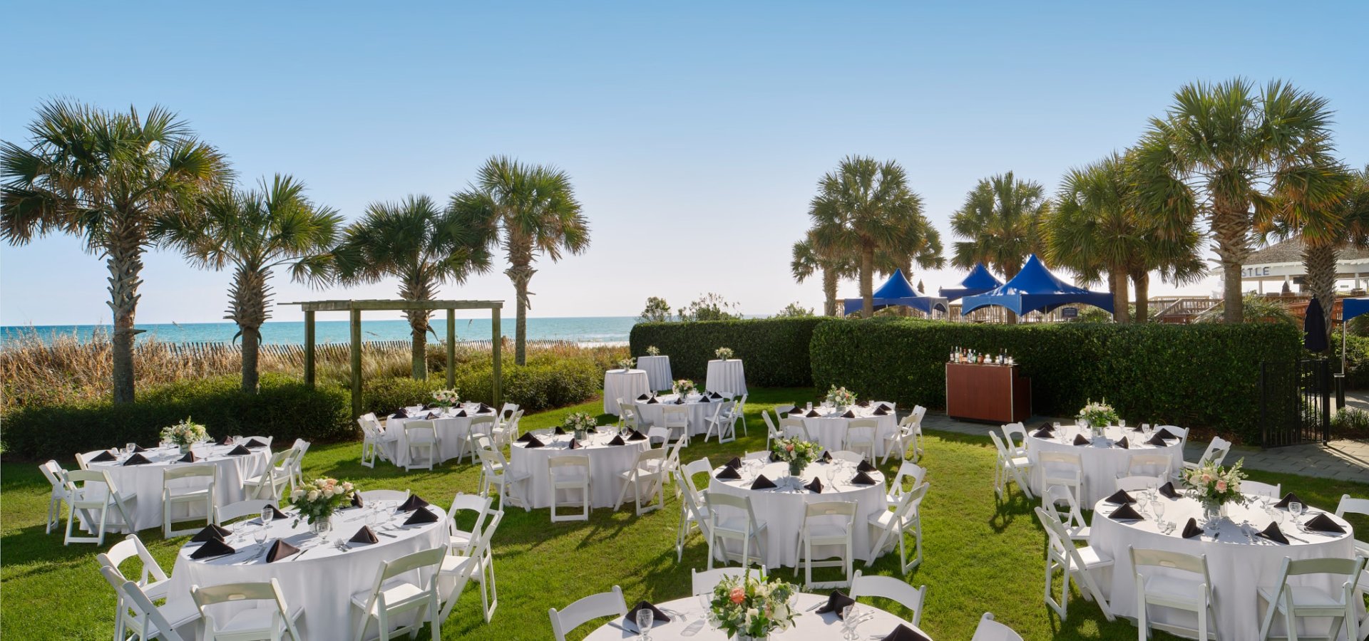 North Lawn Rounds wedding setup