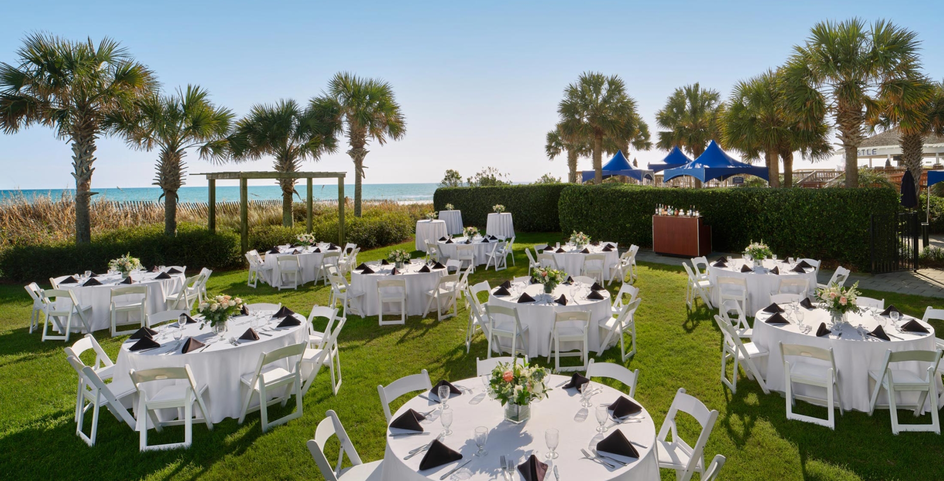 North Lawn wedding reception rounds setup