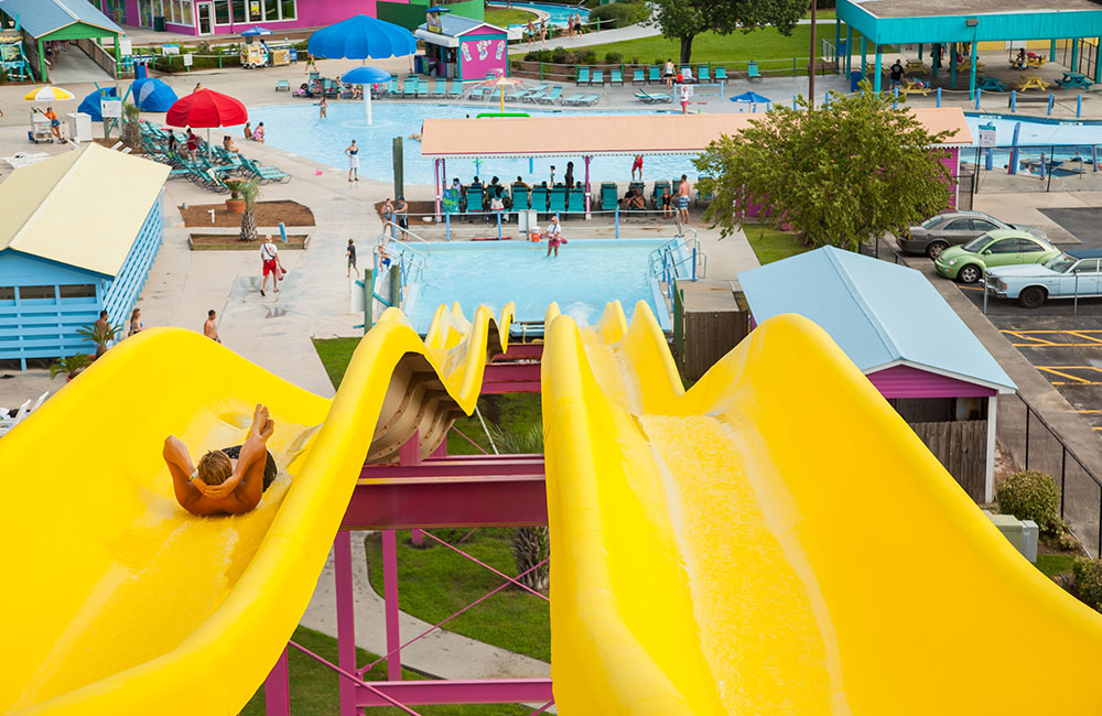 Two waterslides at water park.