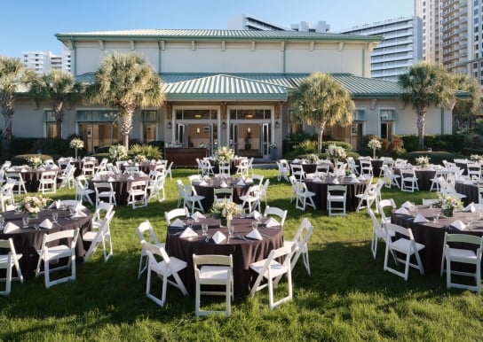 West Lawn wedding reception rounds set up