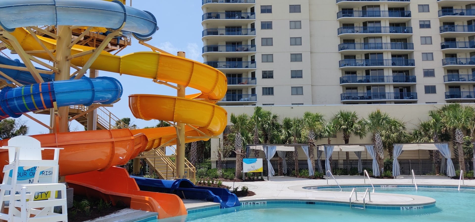 onsite amenities, pool with slide.