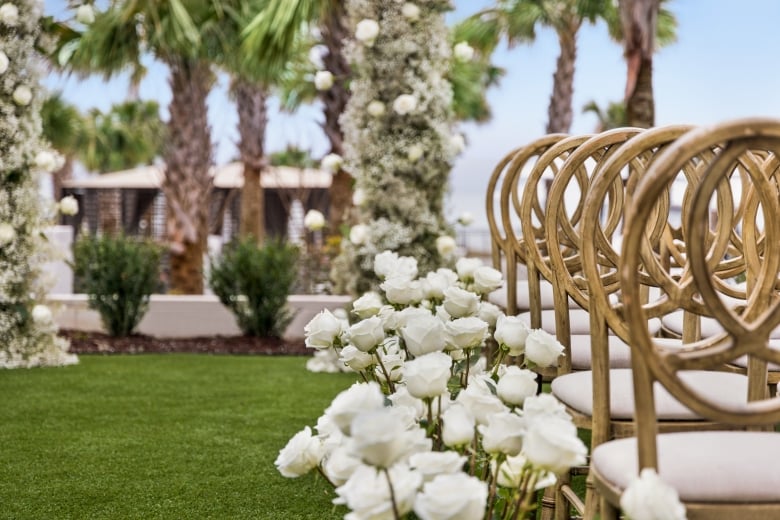 Currents Seaside Entertainment event lawn set up for a wedding ceremony