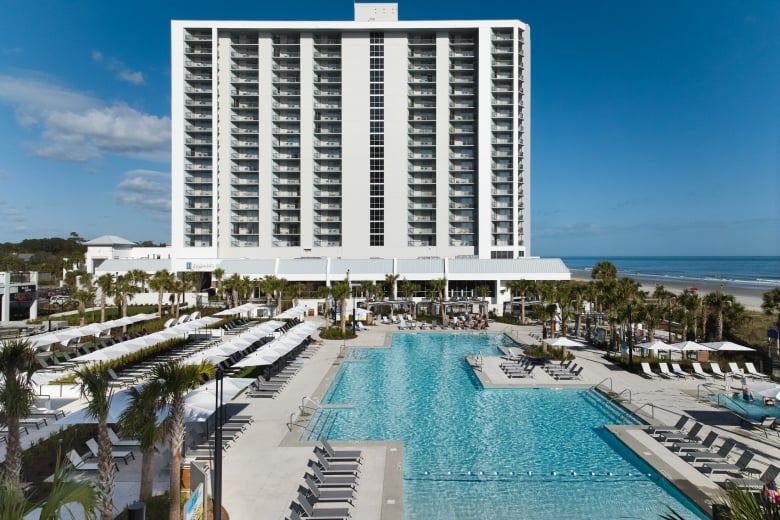 Currents Seaside Entertainment main pool and Embassy Suites view