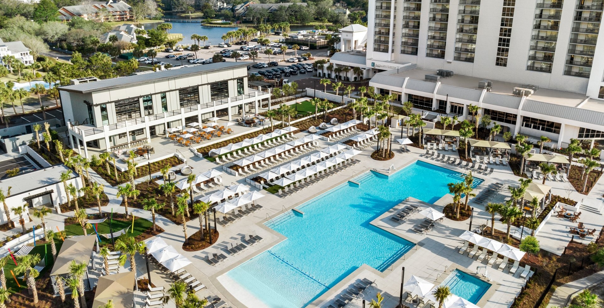 Currents Seaside Entertainment drone view