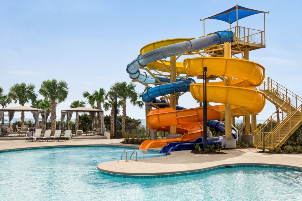 Currents Seaside Entertainment waterslides and cabanas