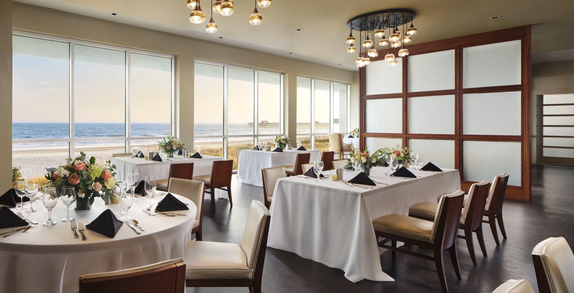 Vintage Twelve set up for a banquet event. You have a direct view of the ocean