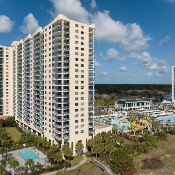 Drone of the Margate condos and Currents Seaside Entertainment