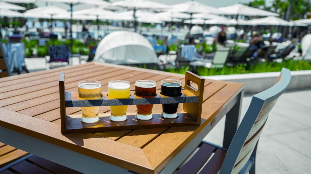 A flights of four small beers.