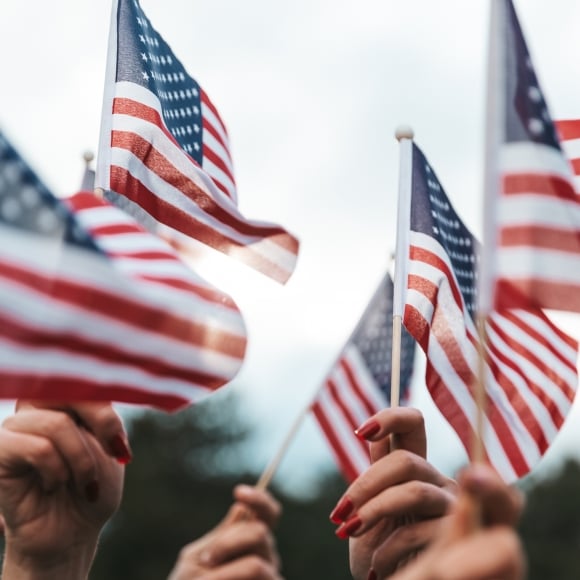 American flags raised for holiday celebrations