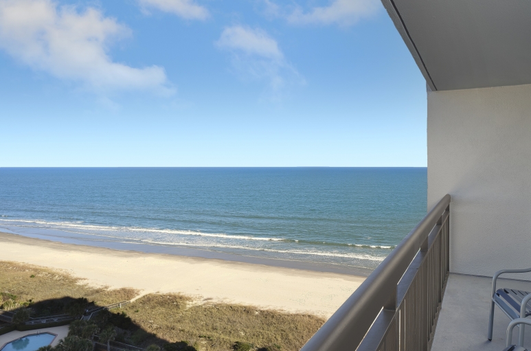 Ocean view from a balcony at the Embassy Suites Myrtle Beach